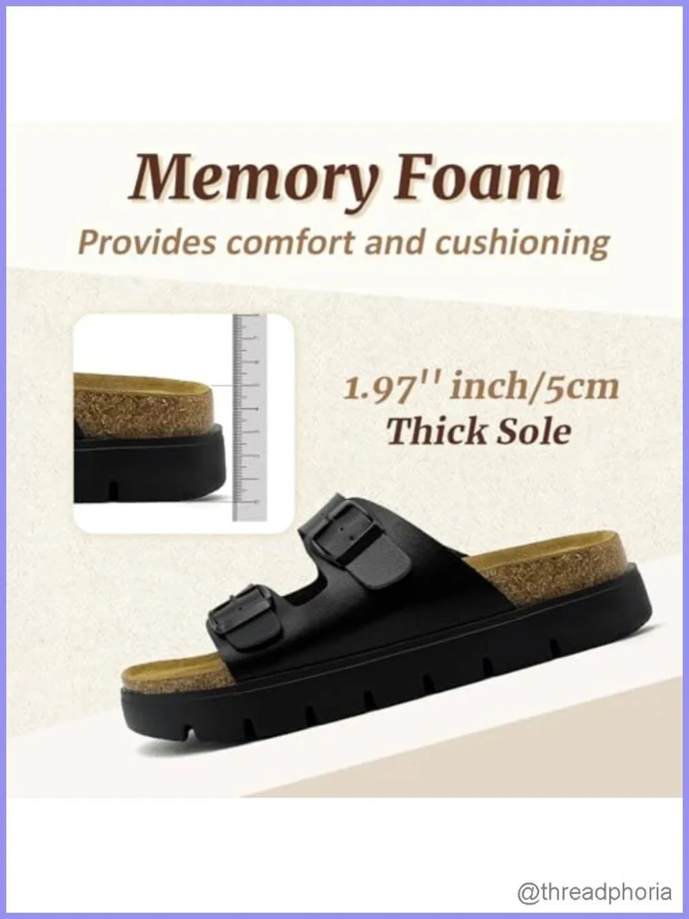Genuine Leather Womens Sandals Arch Support Slides Adjustable Buckle Platform